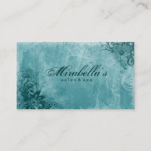 Floral Salon Spa Carte de visite Grunge Turquoise