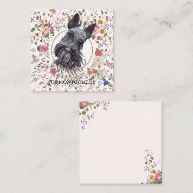 Floral Scottish Terrier Chien Maman Carte pour not (Devant / Derrière)