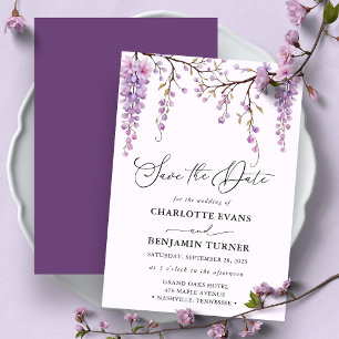 Floral Script Purple Wisteria Enregistrer La Carte