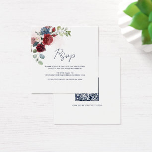 Floral Script QR Code Mariage moderne carte RSVP
