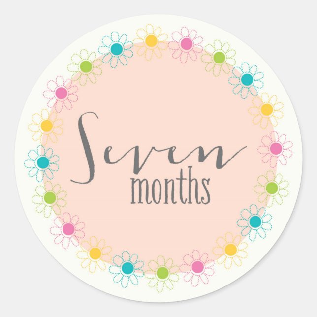 Floral Sept Mois Nouveau Bébé Sticker (Devant)