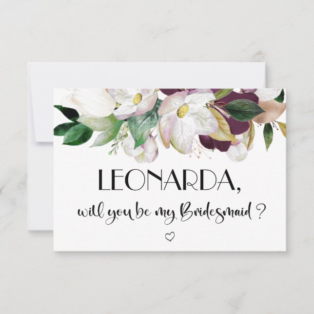 Floral Serez-vous ma carte de proposition de Bride (Devant)