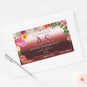Floral Shimmery Red Produit Étiquettes Monogramme