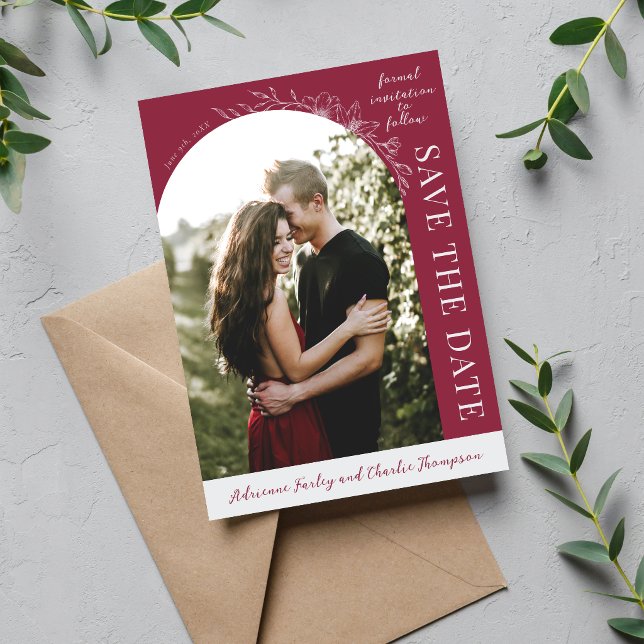 Floral Simplicity 1 Claret Save The Date (Créateur téléchargé)