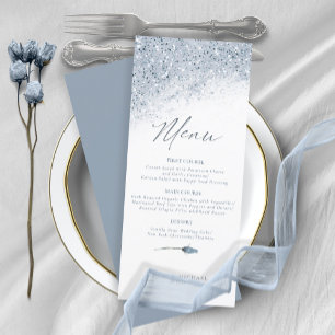 Floral Sparkles Mariage Menu2 Blue ID889