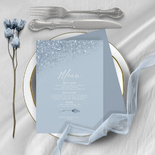 Floral Sparkles Mariage Menu4 Blue ID889