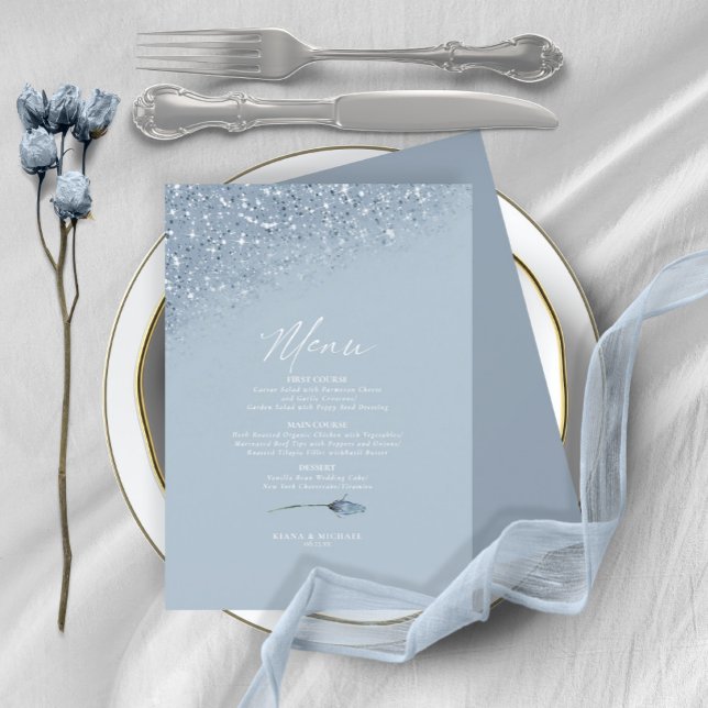 Floral Sparkles Mariage Menu4 Blue ID889 (Créateur téléchargé)