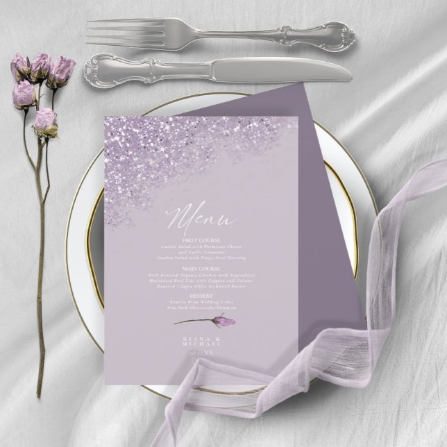 Floral Sparkles Mariage Menu4 Mauve ID889 (Créateur téléchargé)