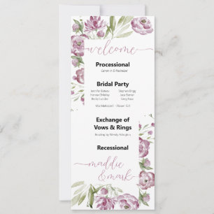 Floral Spray Wedding Programme