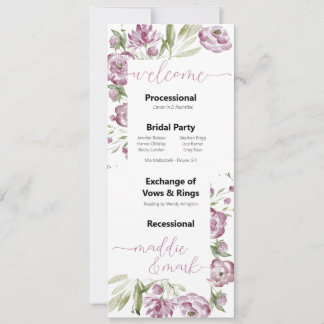Floral Spray Wedding Programme