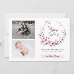 Floral Spring Rose Ajouter Votre Photo Joyeux Pâqu