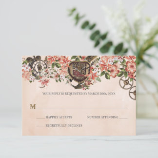 Floral Steampunk Wedding RSVP