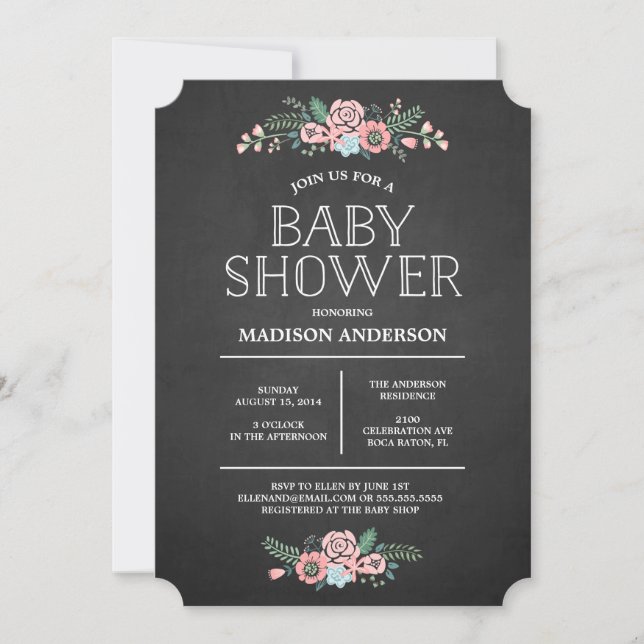 Floral sucré| Invitation Baby shower (Devant)