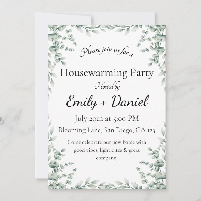 Floral summer house warming party invitation (Devant)