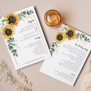 Floral Sunflower Programme de mariage vert