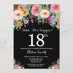 Floral Surprise 18ème anniversaire Invitation