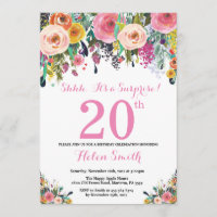 Floral Surprise 20e anniversaire Invitation rose