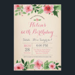 Floral Surprise 60e anniversaire Invitation rose<br><div class="desc">Floral Surprise 60e Anniversaire Invitation Pink Watercolor Flower. Anniversaire adulte. Femmes Anniversaires Invitations de Bassh. Fleur Florale Rose. Vintage. 13ème 15ème 16ème 18ème 20ème 21ème 30ème 40ème 50ème 60ème 70ème 80ème 90ème 100ème, tout âge. Pour plus de personnalisation, cliquez sur le bouton "Customiser" et utilisez notre outil de conception pour...</div>