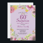 Floral Surprise 60e Anniversaire Invitation Violet<br><div class="desc">Floral Surprise 60e anniversaire Invitation pour les femmes. Aquarelle Florale,  Arrière - plan pourpre. Pour plus de personnalisation,  cliquez sur le bouton "Customiser" et utilisez notre outil de conception pour modifier ce modèle.</div>