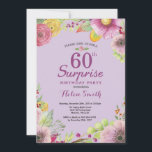 Floral Surprise 60e Anniversaire Invitation Violet<br><div class="desc">Floral Surprise 60e anniversaire Invitation pour les femmes. Aquarelle Florale,  Arrière - plan pourpre. Pour plus de personnalisation,  cliquez sur le bouton "Customiser" et utilisez notre outil de conception pour modifier ce modèle.</div>