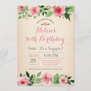 Floral Surprise 70e anniversaire Invitation rose