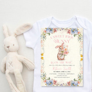 Floral Sweet Petit Lapin Baby shower Invitation