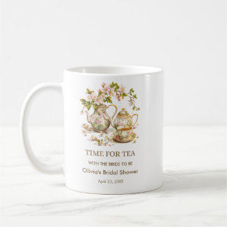Floral Teapot Time for Tea Bridal Shower Mugs 