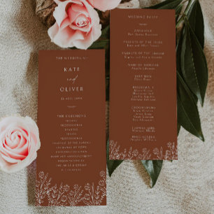 Floral Terracotta Burnt Orange Programme de mariag