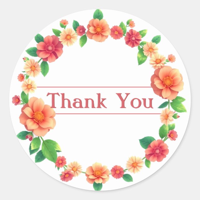 Floral Thank You Sticker (Devant)