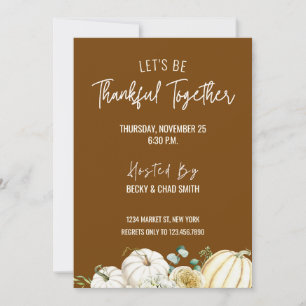 Floral Thanksgiving Diner Invitation Brown
