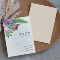 Floral tropical coloré | Peach carte RSVP
