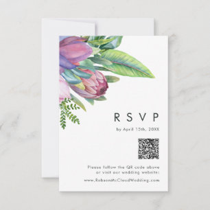 Floral tropical coloré Peach QR Code carte RSVP