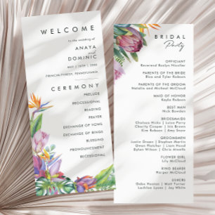 Floral tropical coloré   Programme de mariage