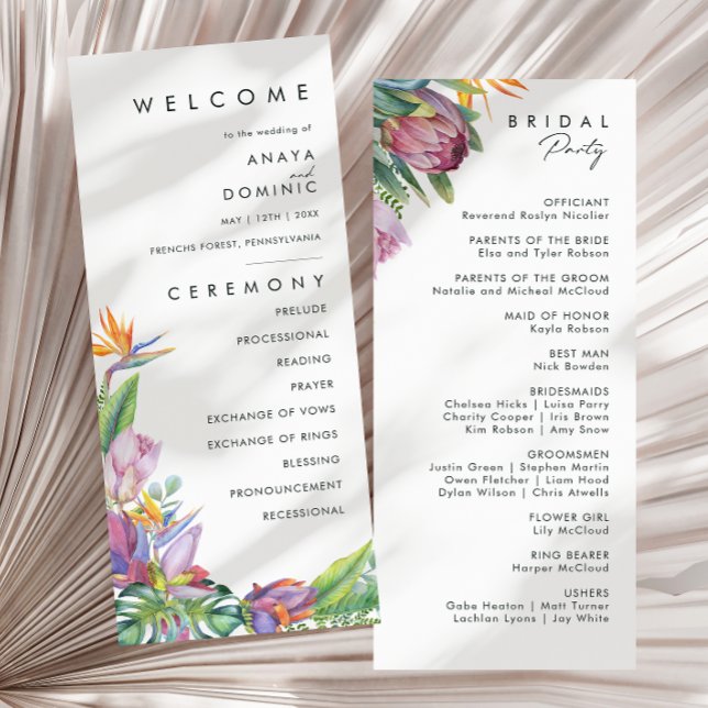 Floral tropical coloré | Programme de mariage (Créateur téléchargé)