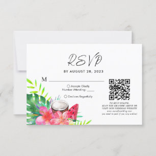 Floral Tropical Hawaiian QR Code Mariage Rsvp