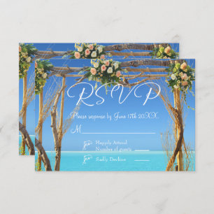 Floral Tropical Summer Beach Wedding Carte RSVP