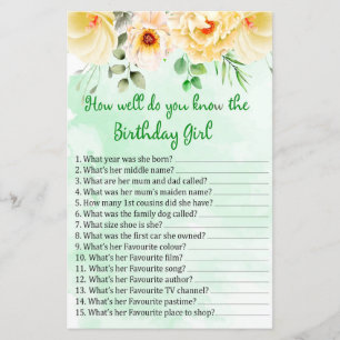 Floral Tu connais bien la fille d'anniversaire