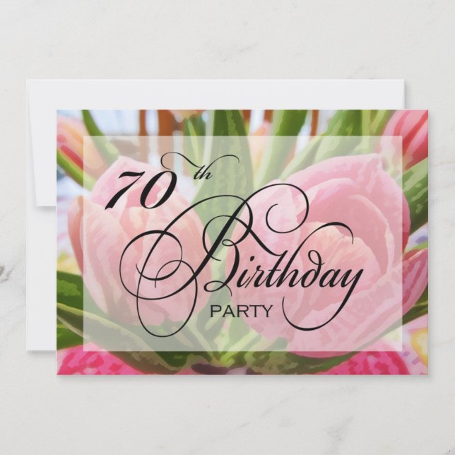 Floral Tulip 70e anniversaire Invitation (Devant)