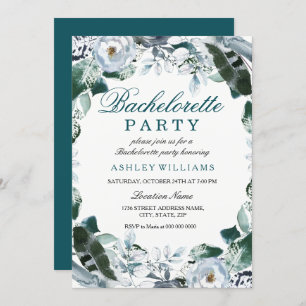 Floral Turquoise Green Bachelorette Invitation