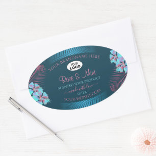 Floral Turquoise Produit Étiquettes Palm rose Feui