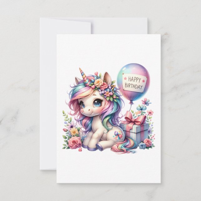 Floral Unicorn Anniversaire Joie (Devant)