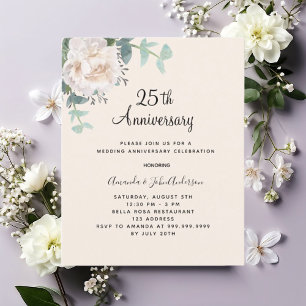 Floral verdure beige 25e anniversaire mariage