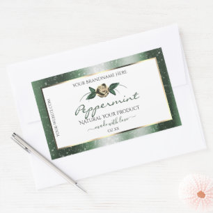 Floral Vert et Gold Frame Blanc Étiquettes de prod