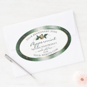 Floral Vert et Gold Frame Blanc Étiquettes de prod