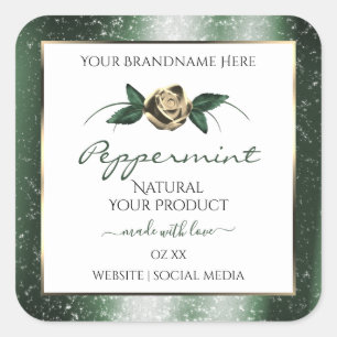 Floral Vert et Gold Frame Blanc Étiquettes de prod