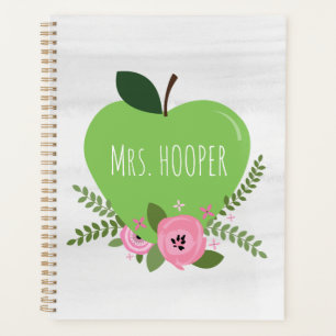 Floral vert Pomme enseignant aquarelle