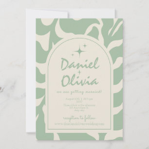 Floral vert Vintage avec Faire-part de mariage pho