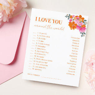 Floral Vibrant Je t'aime autour du monde jeu