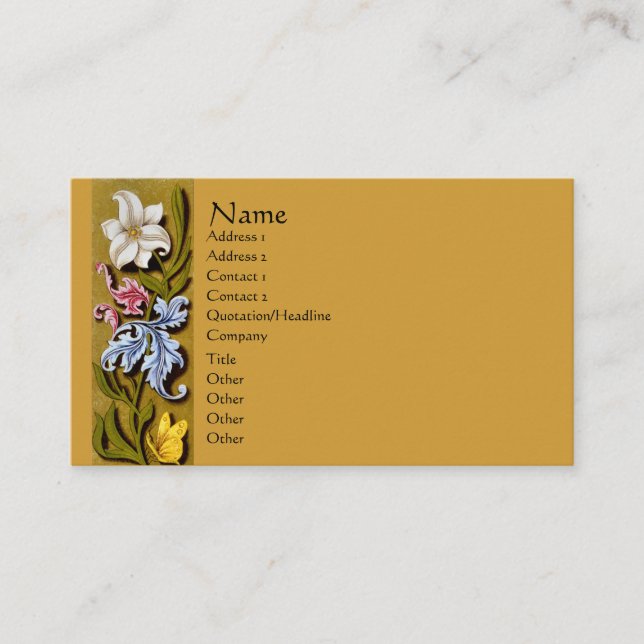 Floral Vintage Art Carte de visite frontalier (Devant)
