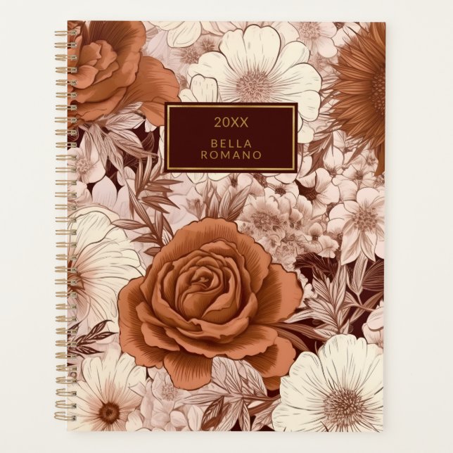 Floral vintage Brown Mauve Fleurs (Devant)